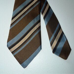 Neusteters Tie Necktie Brown & Silver Striped Polyester Tie 57”x4”